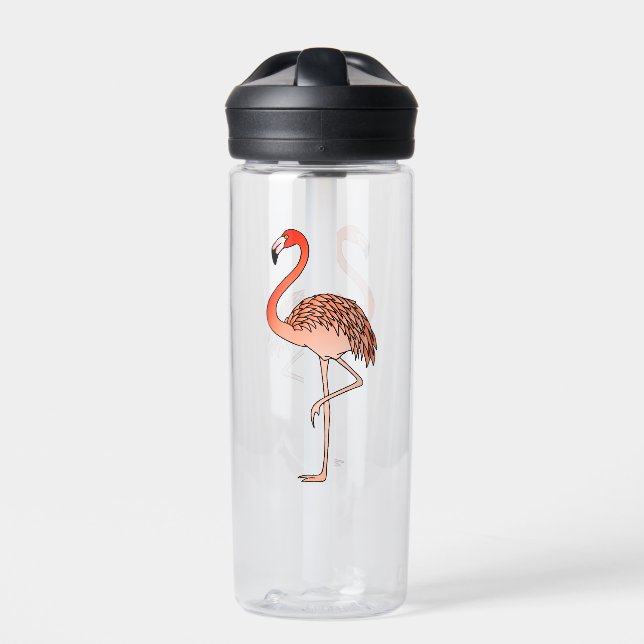 Pink Flamingo Bird Lineart-57567 Water Bottle (Front)