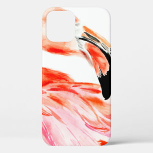 Pink Flamingo bird profile portrait, amazing beaut iPhone 12 Case