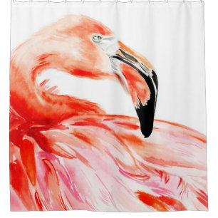Pink Flamingo bird profile portrait, amazing beaut Shower Curtain