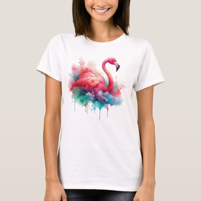 Pink Flamingo Bird Sublimation T-Shirt (Front)