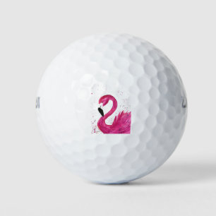 Pink flamingo bird watercolor girly chic tropical golf balls