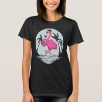 Pink Flamingo Bird With Glass Of Wine Summer Vacat