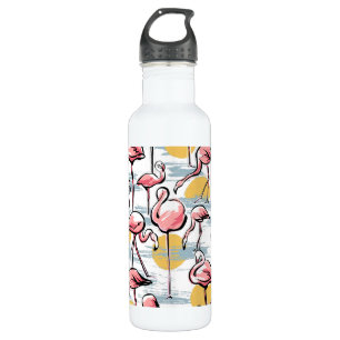Pink Flamingo birds and sunset   Tropical Tango  710 Ml Water Bottle