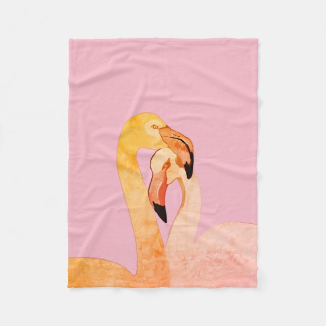 Pink Flamingo Birds  Fleece Blanket (Front)
