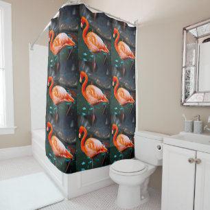 Pink Flamingo Birds Photo Collage Bold Modern Chic Shower Curtain