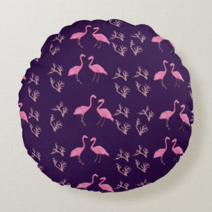 Pink Flamingo Birds Round Cushion