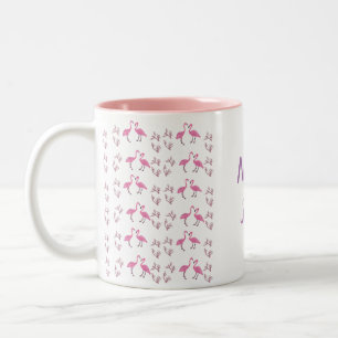 Pink Flamingo Birds Two-Tone Coffee Mug