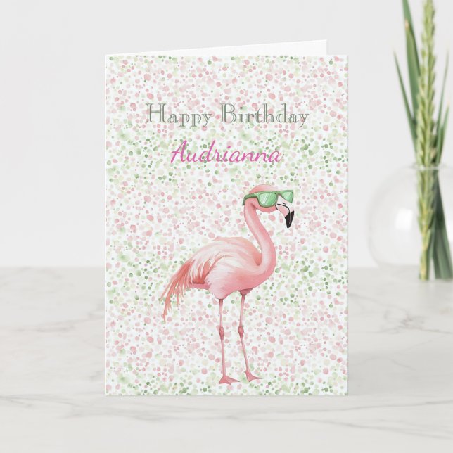 Pink Flamingo Birthday Card (Front)