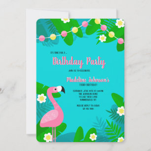 Pink Flamingo Birthday Invitation