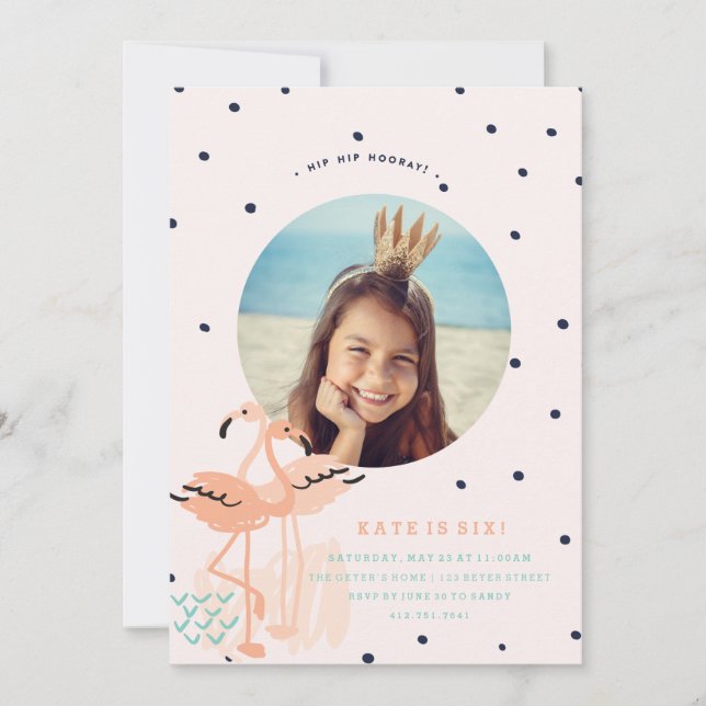 PINK FLAMINGO BIRTHDAY INVITATION (Front)