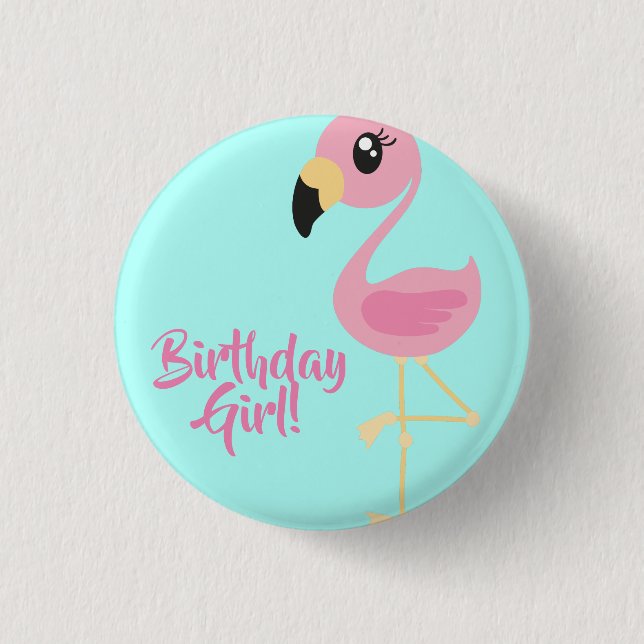 Pink Flamingo Birthday Party 3 Cm Round Badge (Front)