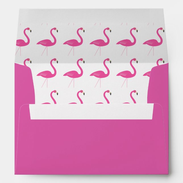 Pink Flamingo Birthday Party Invite Envelope pink (Back (Bottom))