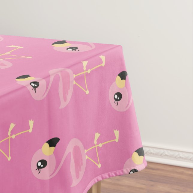 Pink Flamingo Birthday Party Tablecloth (In Situ)