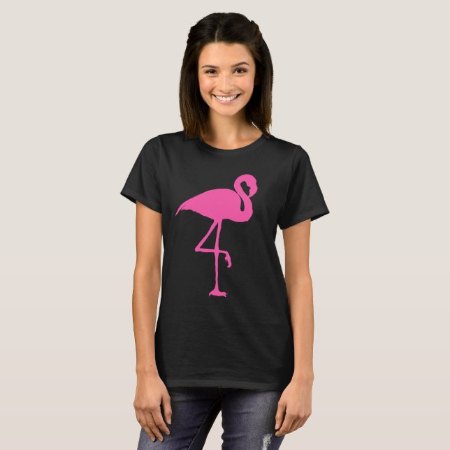 PINK FLAMINGO Black T-shirts TEES (Front Full)