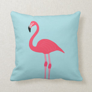 Pink Flamingo & Blue Background Cushion