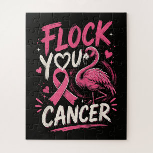 Pink Flamingo Breast Cancer Warrior Support Jigsaw Puzzle