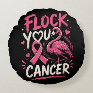 Pink Flamingo Breast Cancer Warrior Support Round Cushion