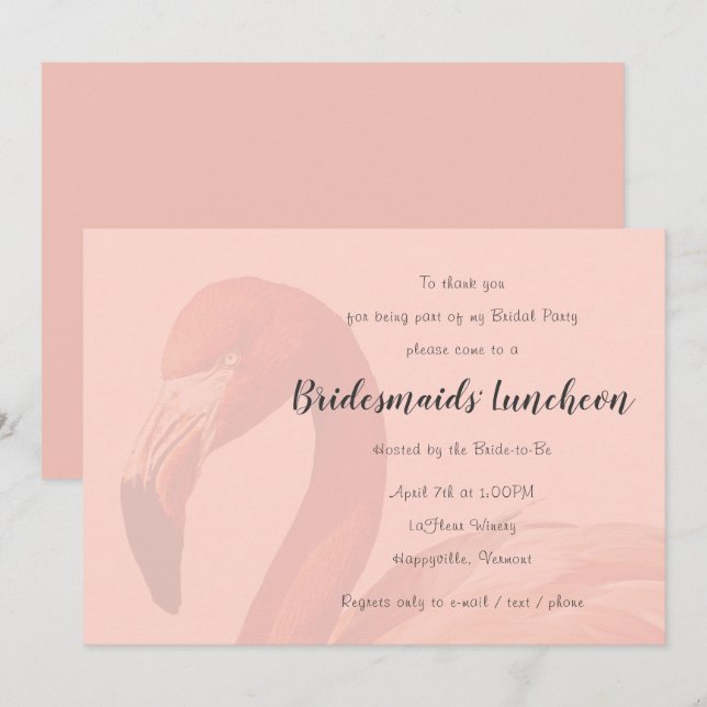 Pink Flamingo Bridesmaids Luncheon Invitation (Front/Back)