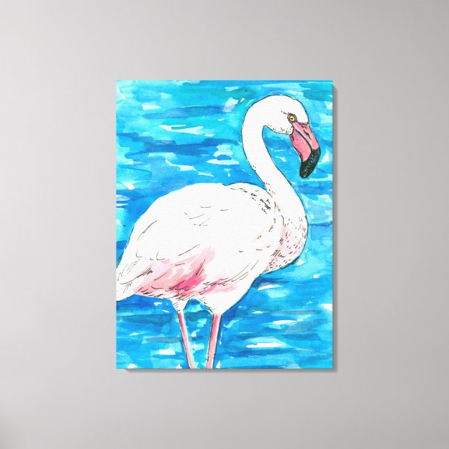 Pink flamingo canvas print (Front)