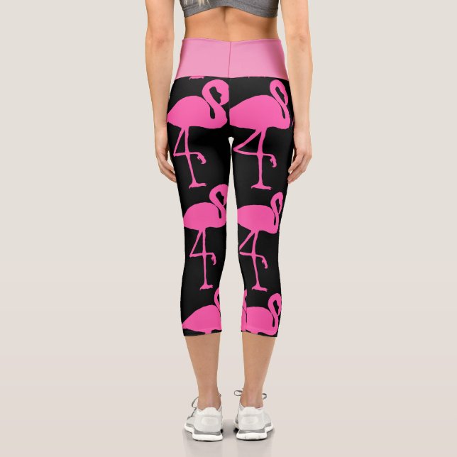 PINK FLAMINGO CAPRI YOGA LEGGINGS PANTS (Back)