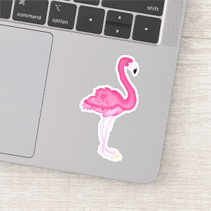 Pink Flamingo Cartoon Die Cut Sticker Decal