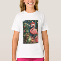 Pink Flamingo Cat & Frog Tropical Christmas 