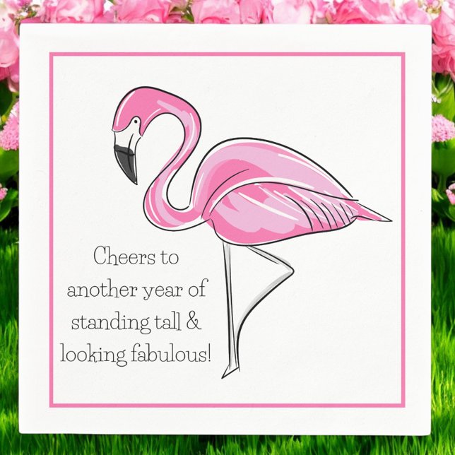 Pink Flamingo Cheers to Looking Fabulous Birthday  Napkin (Creator Uploaded)