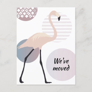 Pink Flamingo Chic Artistic Circles New Address Announcement Postcard