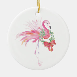 Pink Flamingo Christmas Decor Ceramic Tree Decoration