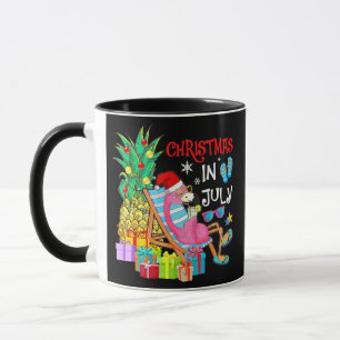 Pink Flamingo Christmas In July Girl Women Summer Mug