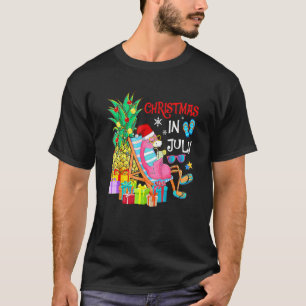 Pink Flamingo Christmas In July Girl Women Summer T-Shirt