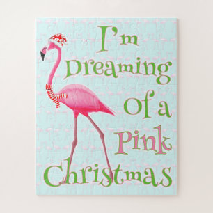 Pink Flamingo Christmas Jigsaw Puzzle