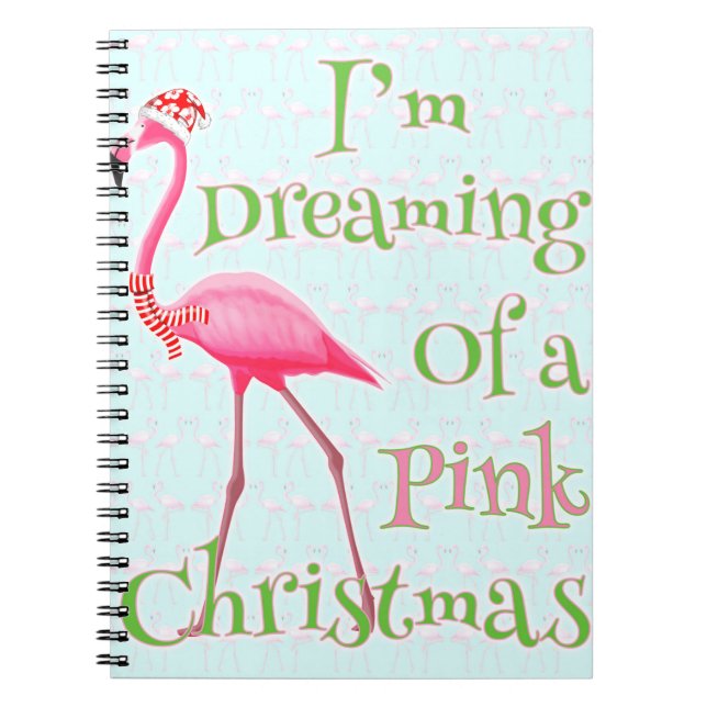 Pink Flamingo Christmas Notebook (Front)