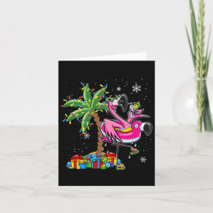 Pink Flamingo Christmas Palm Tree Tropical Xmas Ho Card