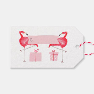 Pink Flamingo Christmas Retro Tropical Holiday Gift Tags