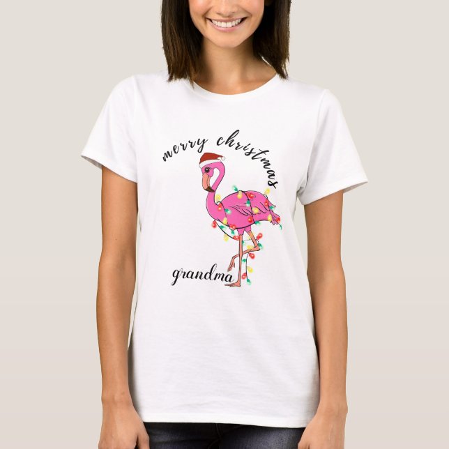 Pink Flamingo Christmas Shirt for Women (Front)