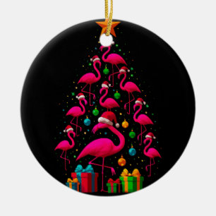 Pink Flamingo Christmas Tree Cute Flamingos Decor Ceramic Tree Decoration