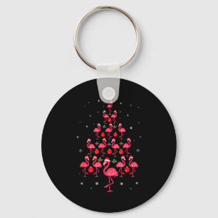 Pink Flamingo Christmas Tree Cute Flamingos Xmas H Key Ring