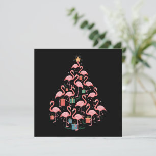 Pink Flamingo Christmas Tree Flamingos Holiday Card
