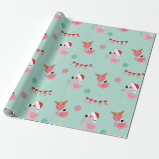 Pink Flamingo Christmas Wrapping Paper