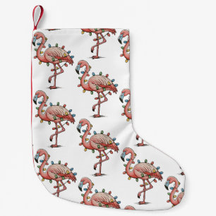 Pink Flamingo Christmas Xmas Lights Holiday Small Christmas Stocking