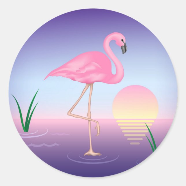 Pink Flamingo Classic Round Sticker (Front)