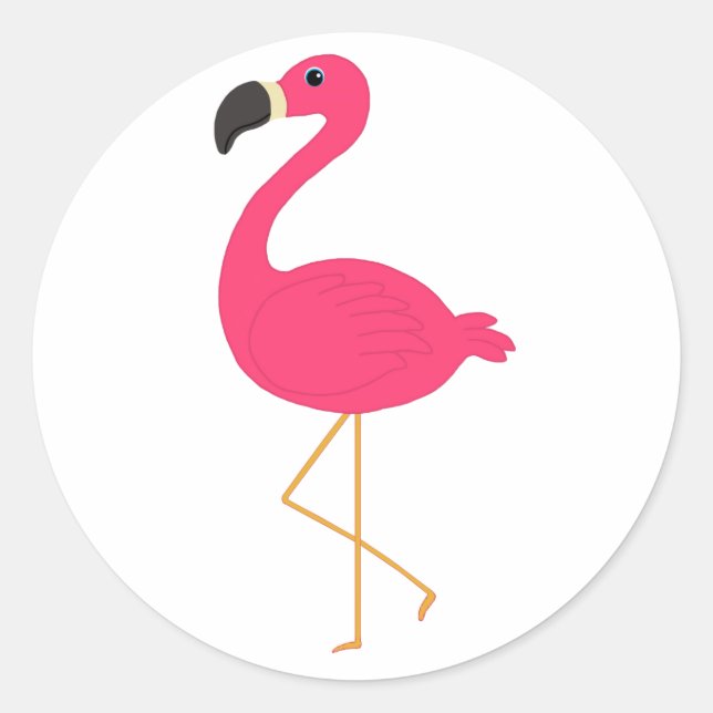 Pink Flamingo Classic Round Sticker (Front)