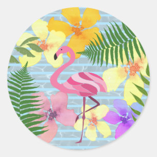 Pink Flamingo Classic Round Sticker