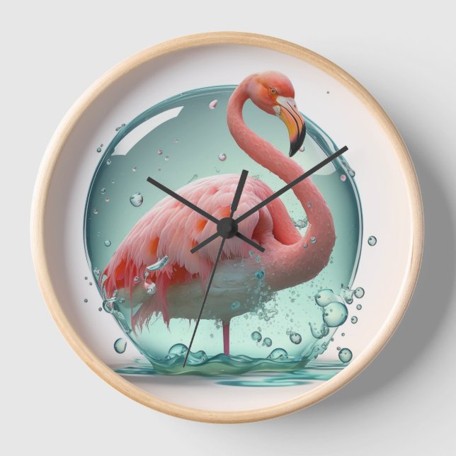 Pink Flamingo Clock for best natural atmosphere (Front)