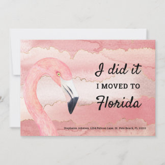 Pink Flamingo Cloud Pattern I Moved to Florida Announcement