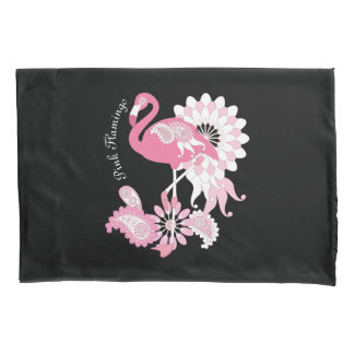Pink Flamingo Cool Cute Black Custom Pillowcase