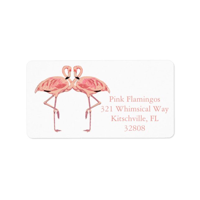 Pink Flamingo Couple Cute Flamingos Romance Label (Front)