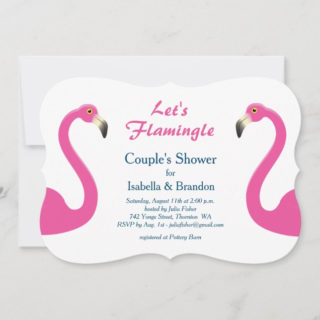 Pink Flamingo Couple's Shower Invitation (Front)