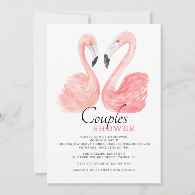 Pink Flamingo Couples Shower Invitation (Front)